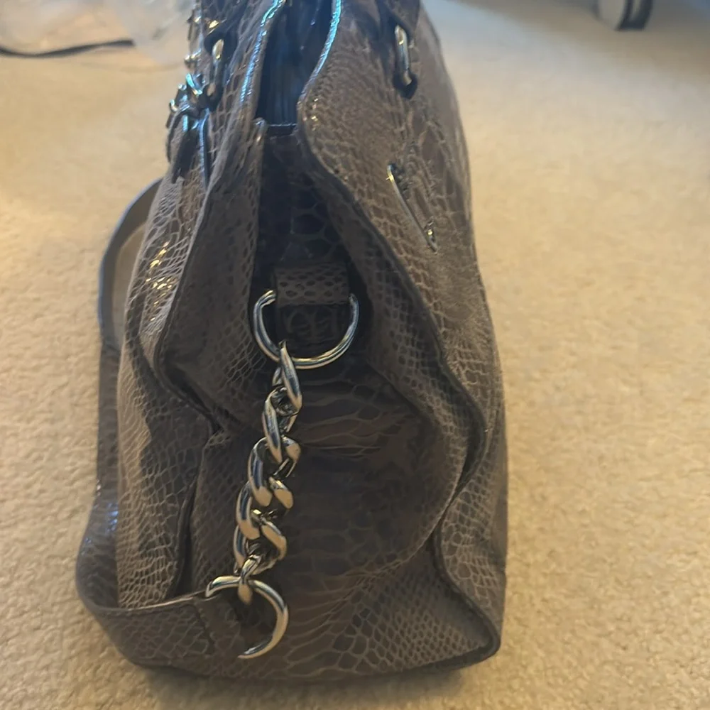 MICHAEL KORS | Python embossed‎ hamilton handbag in pewter - EUC
